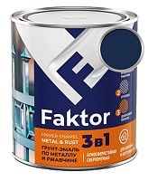 Грунт-эмаль FAKTOR на ржавчину 3 в 1 синяя, банка 6 кг